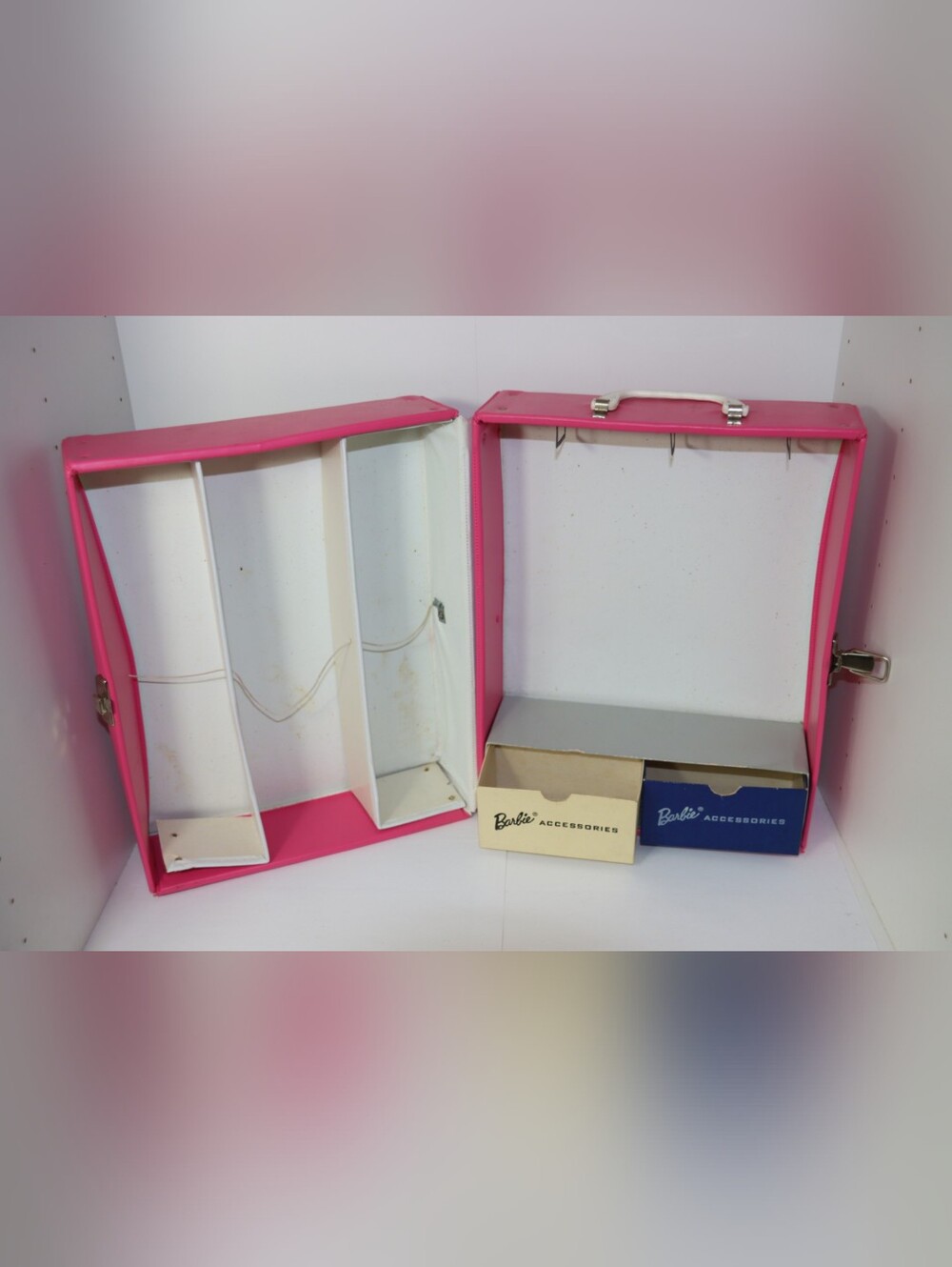 Vintage Barbie Pink Doll Case with Accessories Boxes